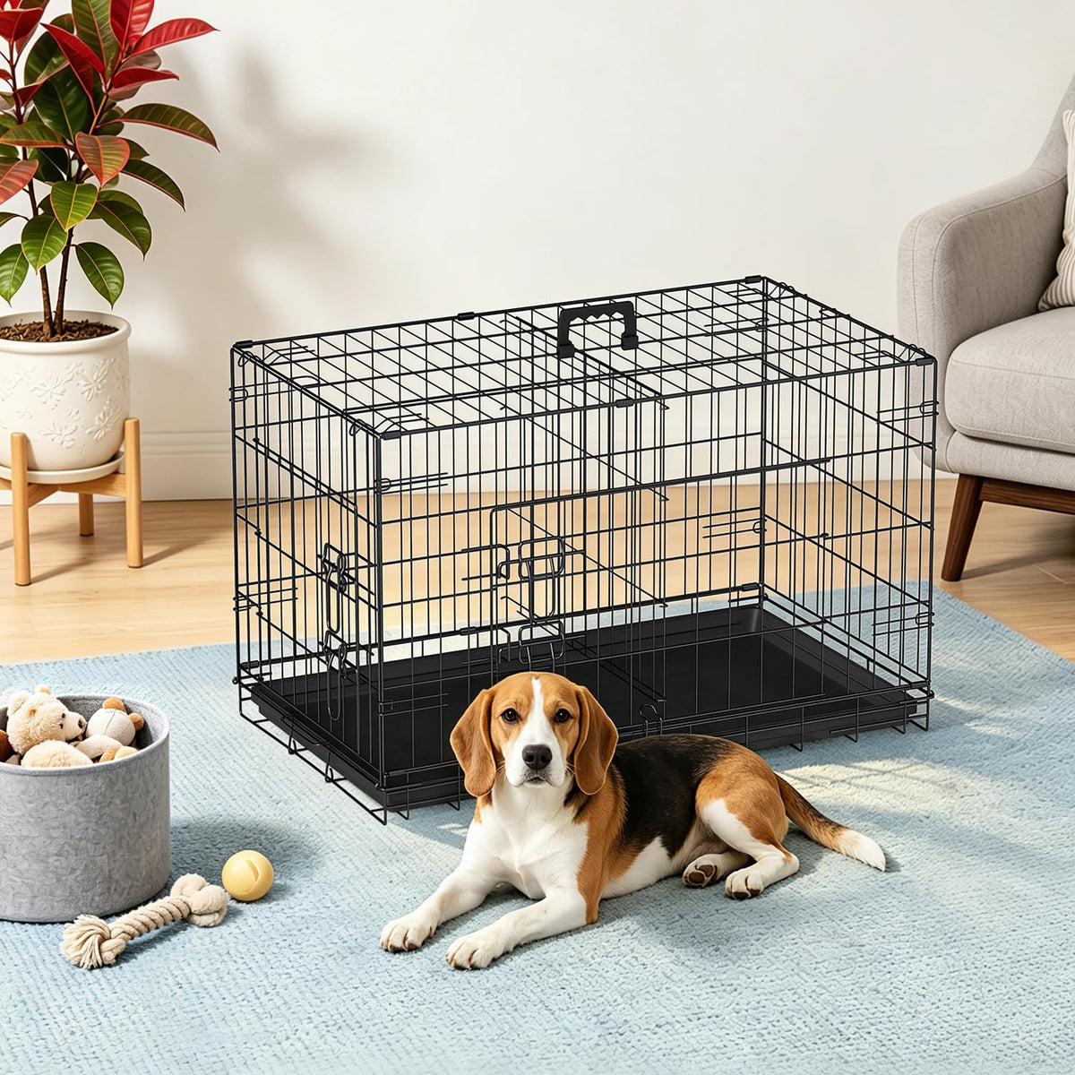 FDW Animal Cage in 30.0"L x 18.0"W x 20.0"H, Black