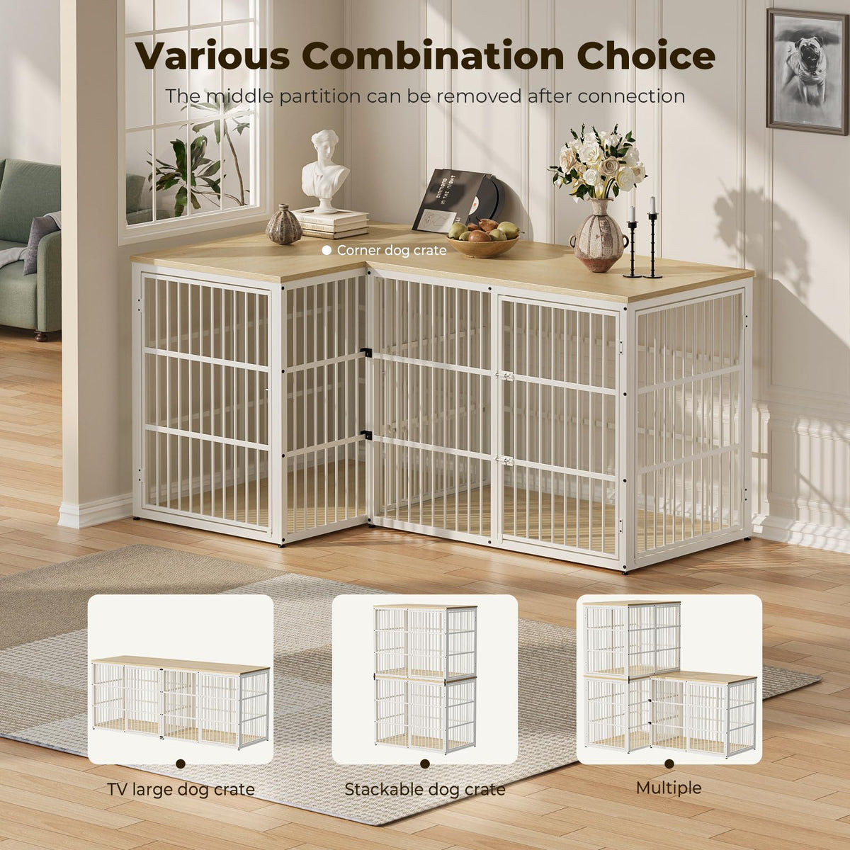 Lyromix Animal Cage in 47.2"L x 29.1"W x 37.6"H, Natural Beech