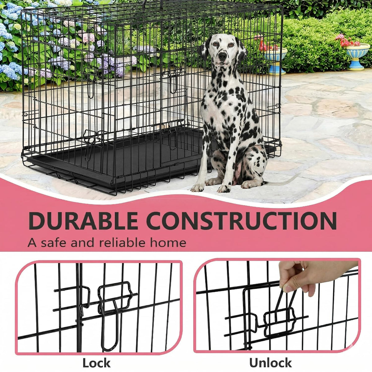 FDW Animal Cage in 45.0"L x 27.0"W x 28.0"H, Black