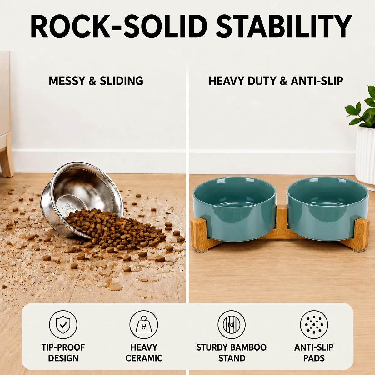SPUNKYJUNKY Pet Feeder in 3.6 cups, Light Green × 2
