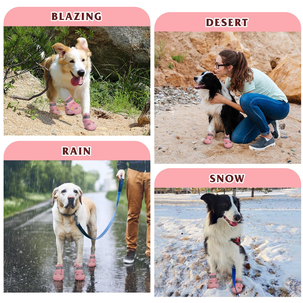 FISHOAKY Paw Hoof Protector in Size 2: 1.77''x2.3''(W*L), Pink