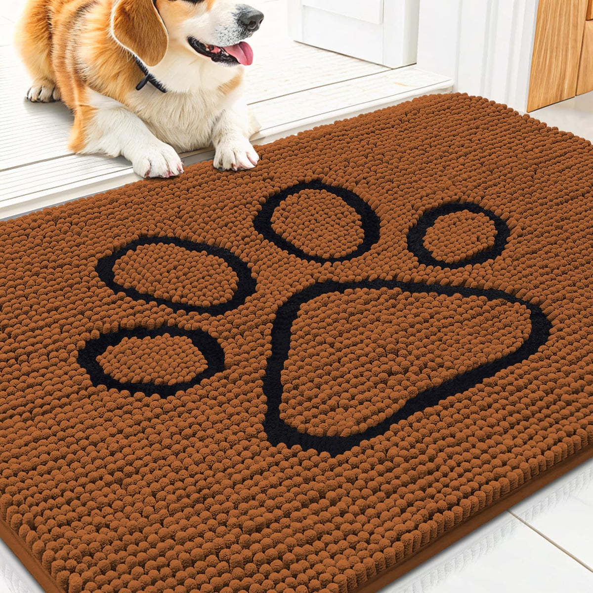 Smiry Rug in 30"X20", Ochre and Black