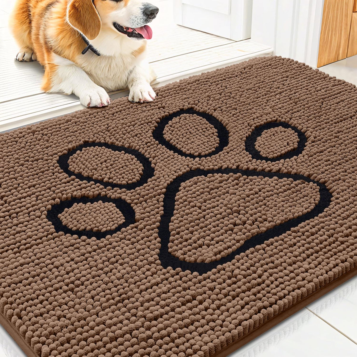 Smiry Rug in 30"X20", Coffee and Black