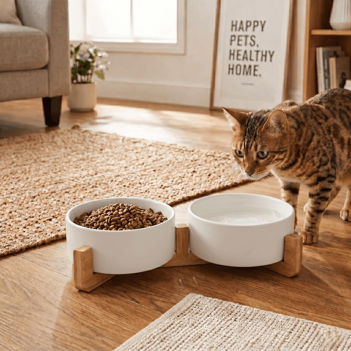 SPUNKYJUNKY Pet Feeder in 1.7 cups, White × 2