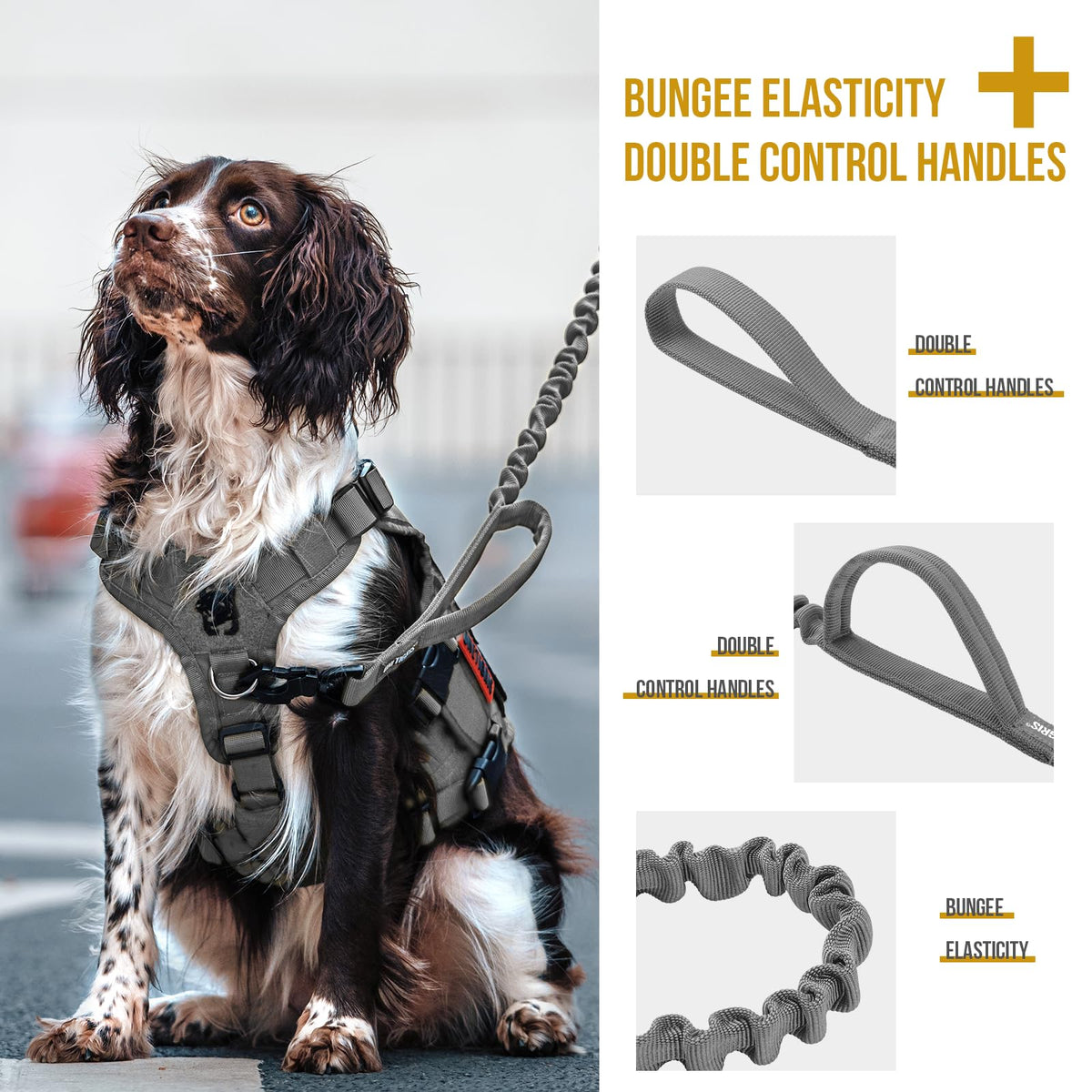 ONETIGRIS Leash in 85cm-118cm/33.5in-46.5in, Grey