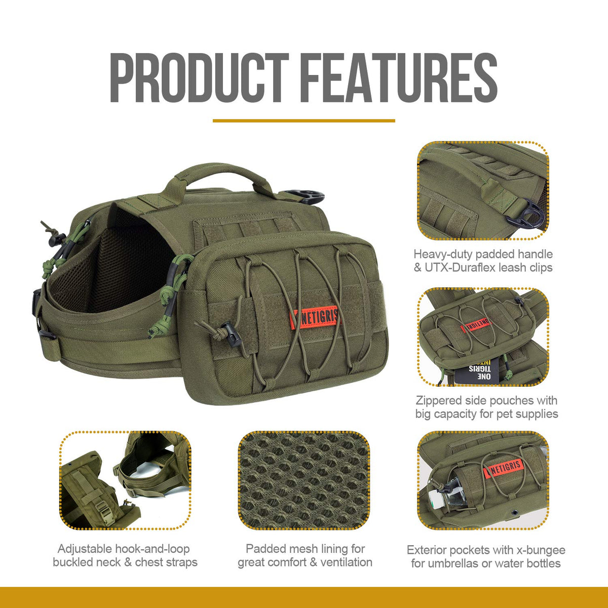 ONETIGRIS Pet Supplies in Large, Green