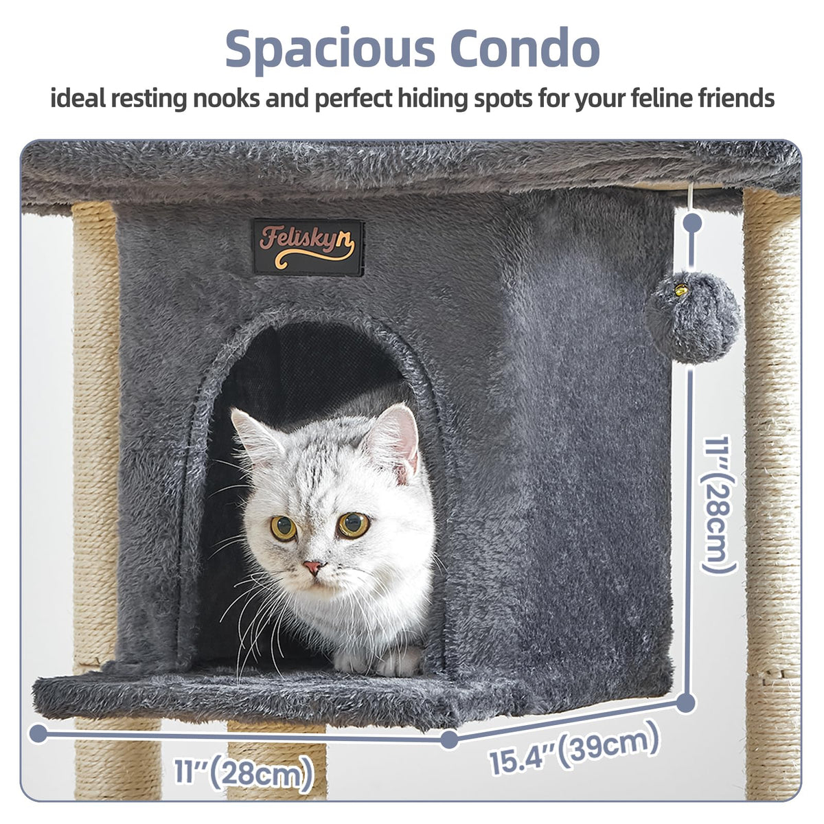 Feliskyn Pet Activity Structure in 28 Inches, Dark Grey