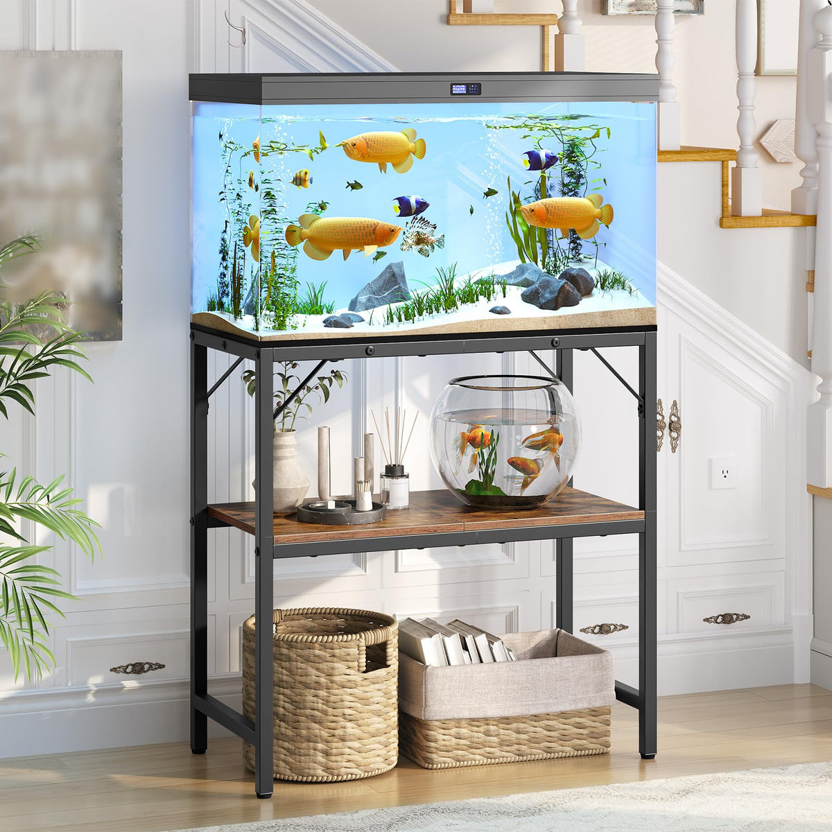 MAHANCRIS Item Stand in 20 Gallon, Rustic Brown