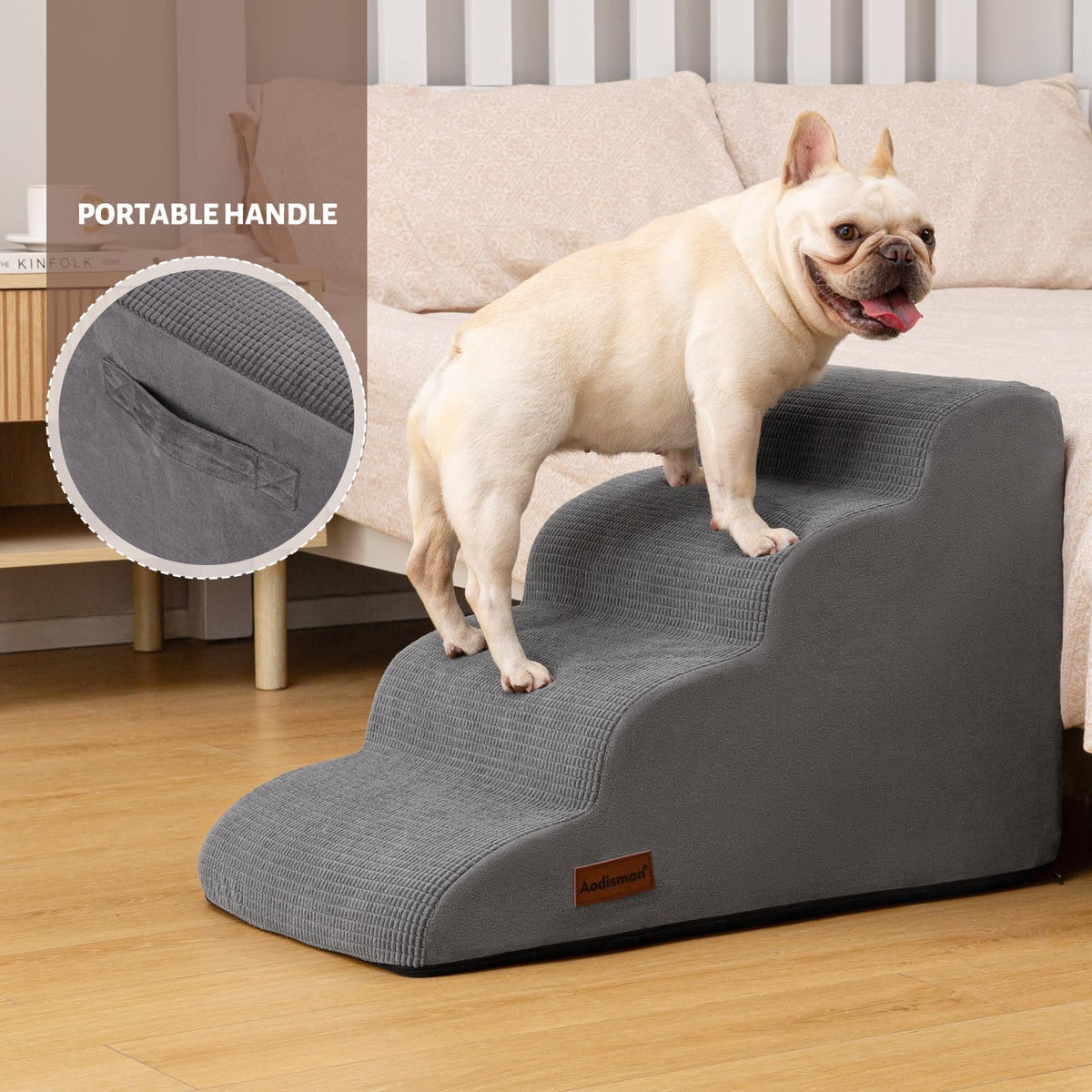 aodisman Animal Stair in Standard 4-Step 17.4"H, Grey