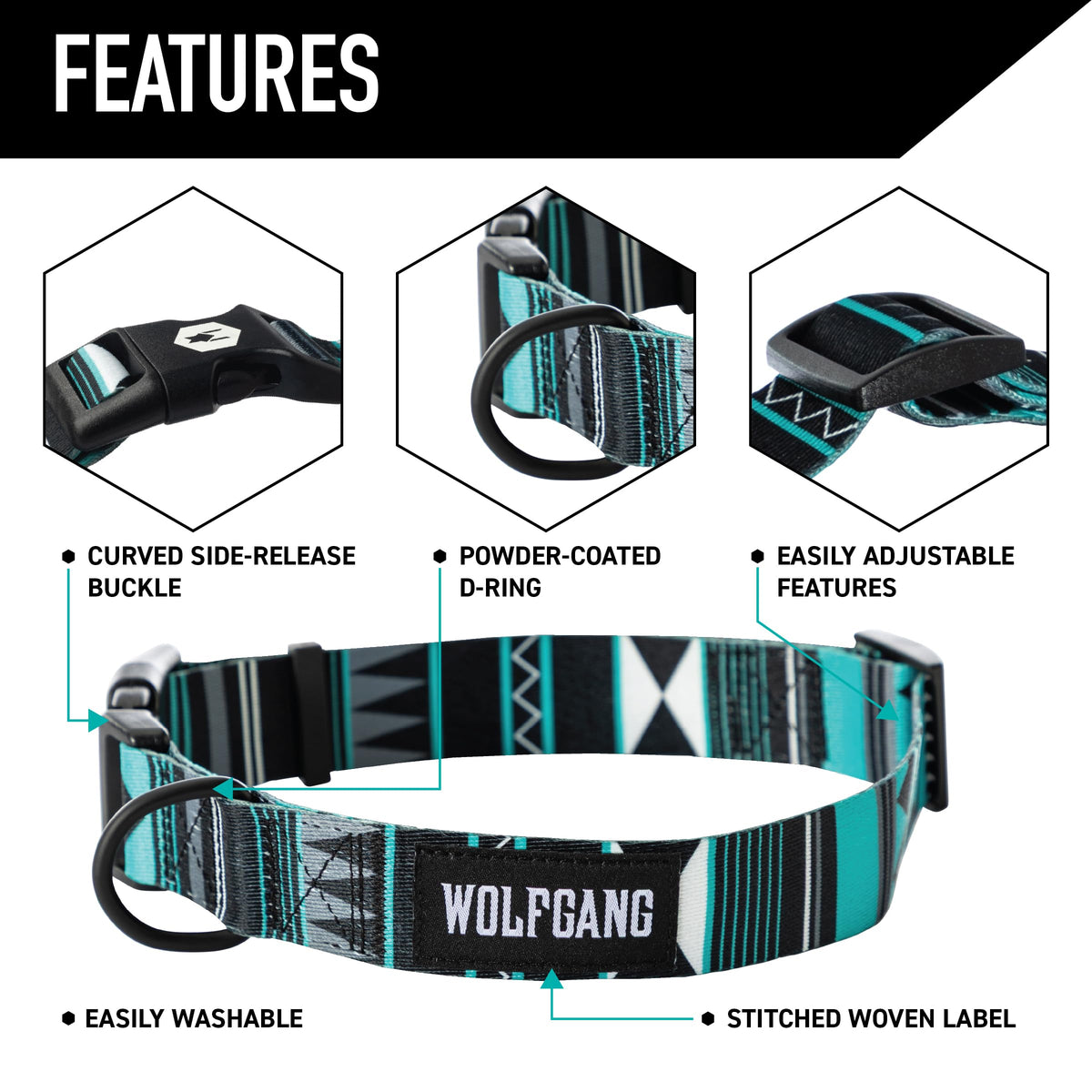 Wolfgang Man & Beast Animal Collar in Small (5/8 Inch x 8-12 Inch), WesternSky Print