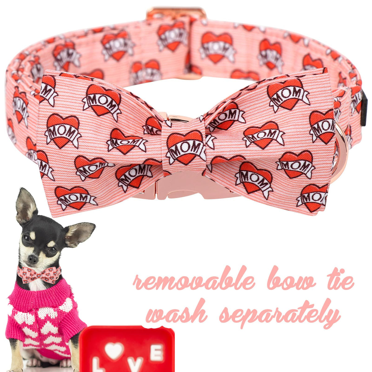 Unique style paws Animal Collar in XS, heart-bow