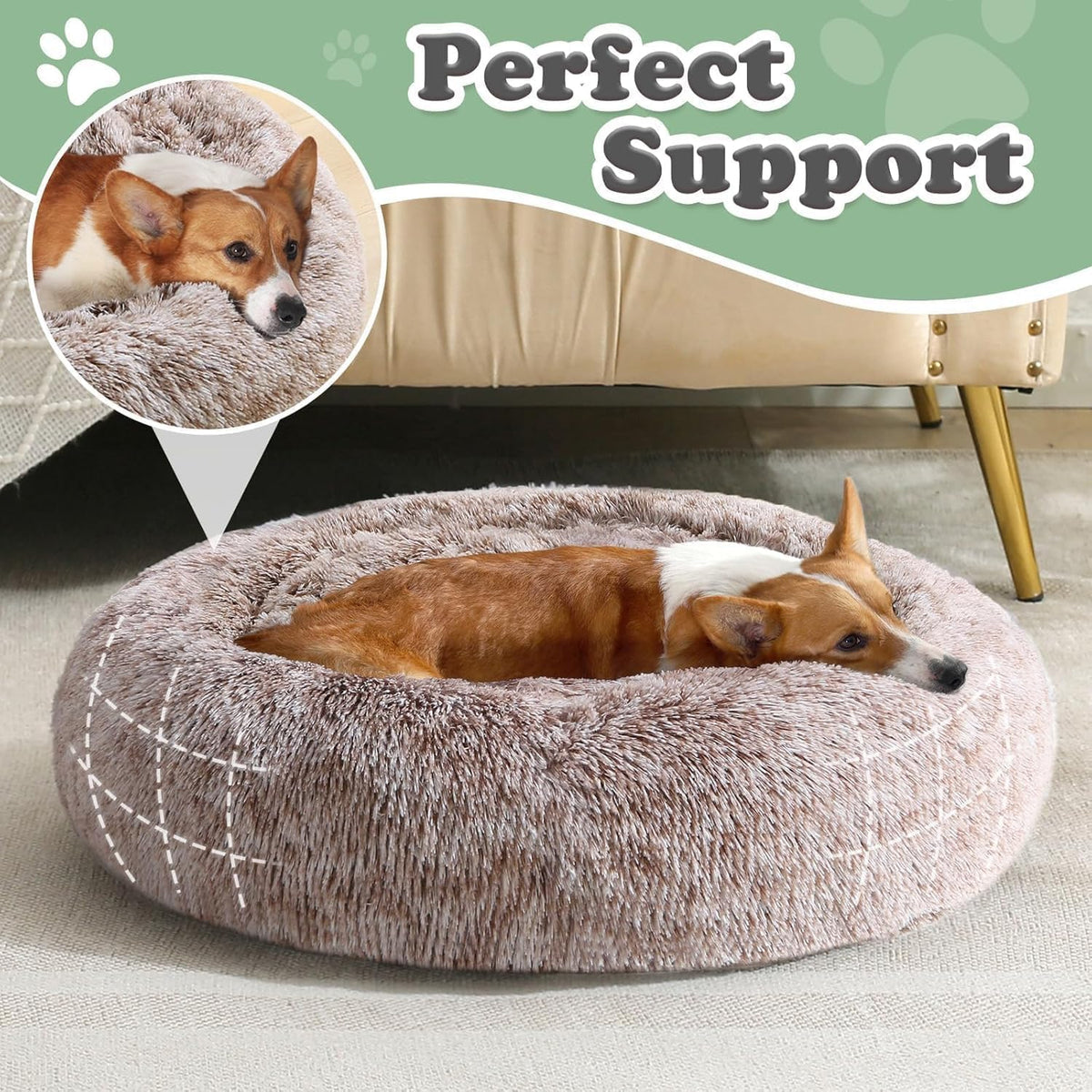 JOLLYVOGUE Pet Bed Mat in 36", Smoke Brown
