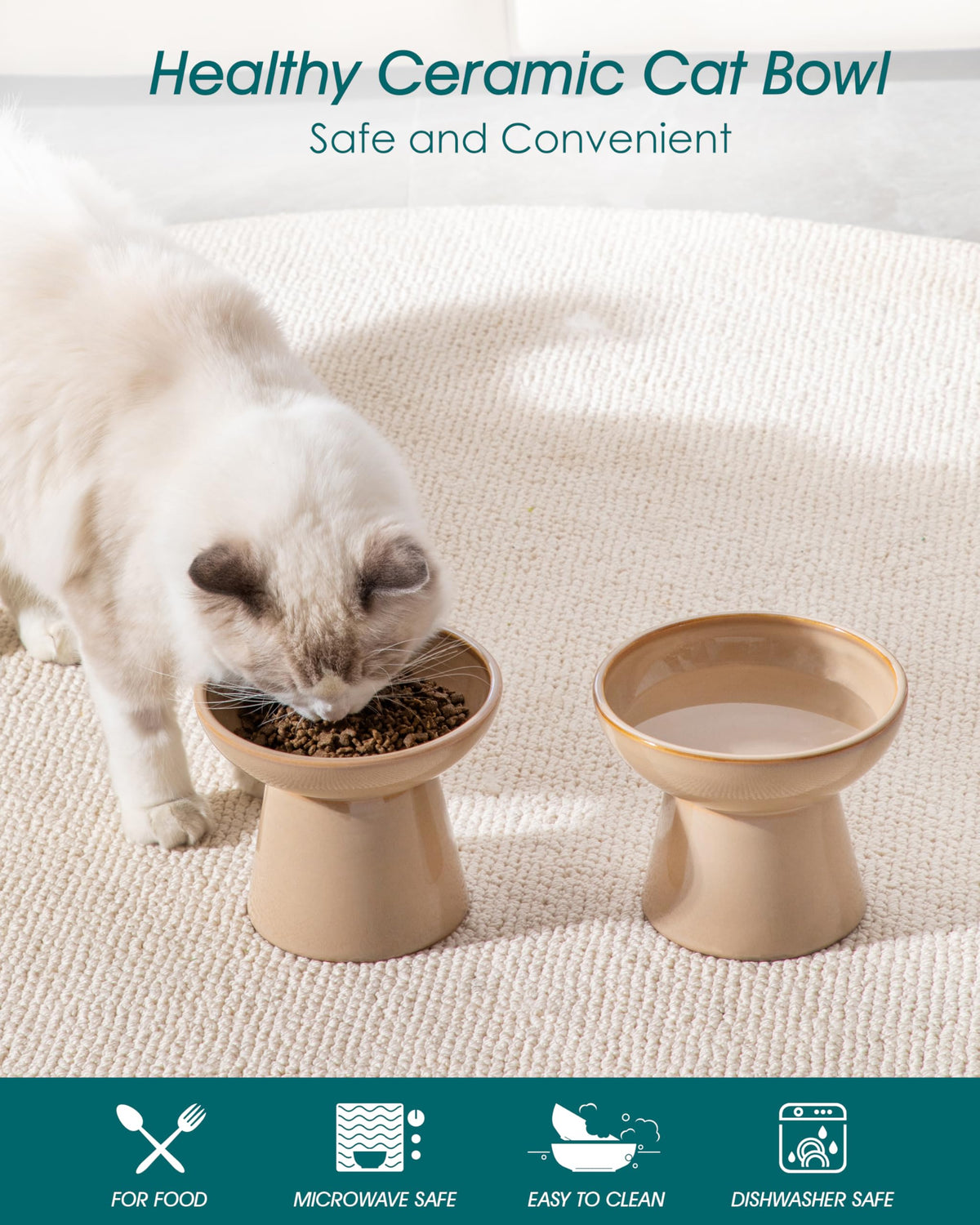 vancasso Pet Feeder in 2 Pack-Food & Water Bowls, Brown