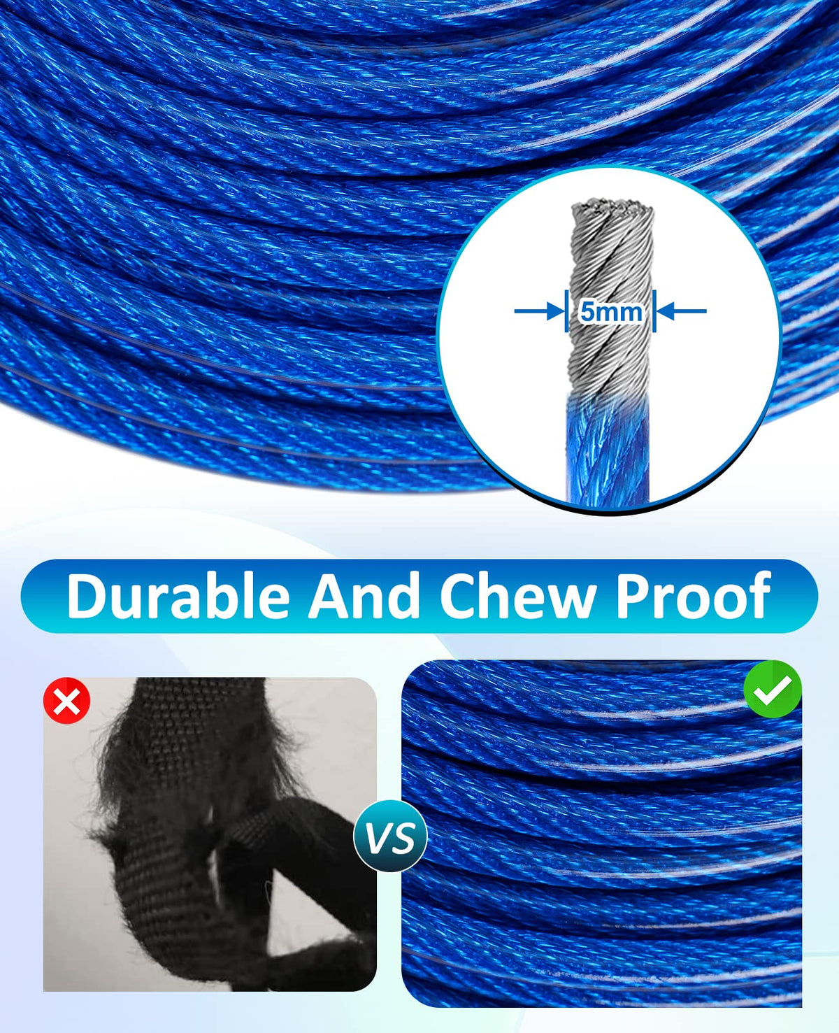 Duckygoo Leash in 100 FT,125LBS, Blue