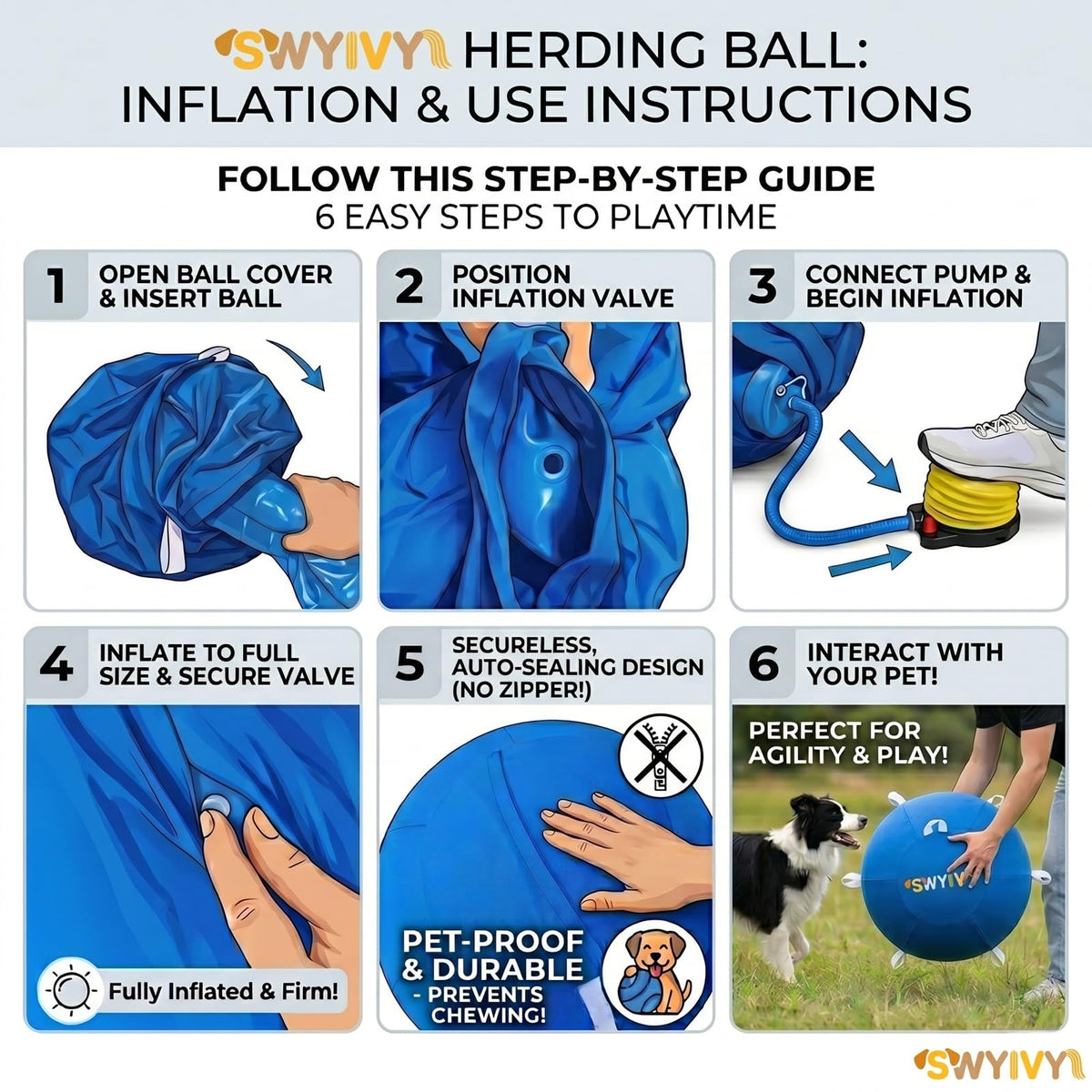 SWYIVY Recreation Ball in 25 Inch, Blue with Cover