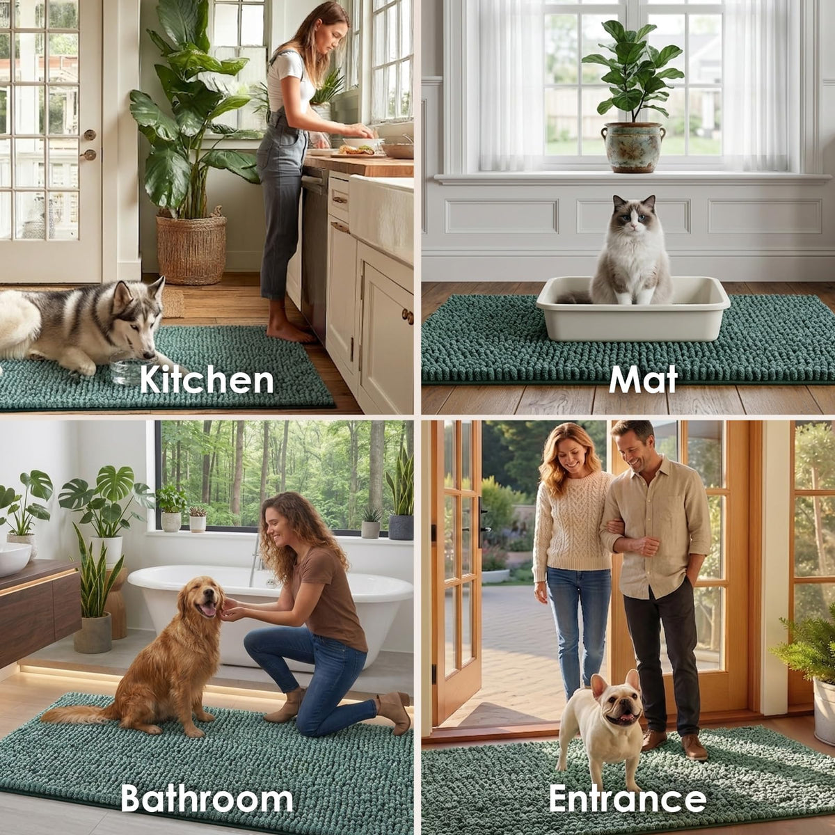 EHEYCIGA Pet Bed Mat in 24x16inch, Green