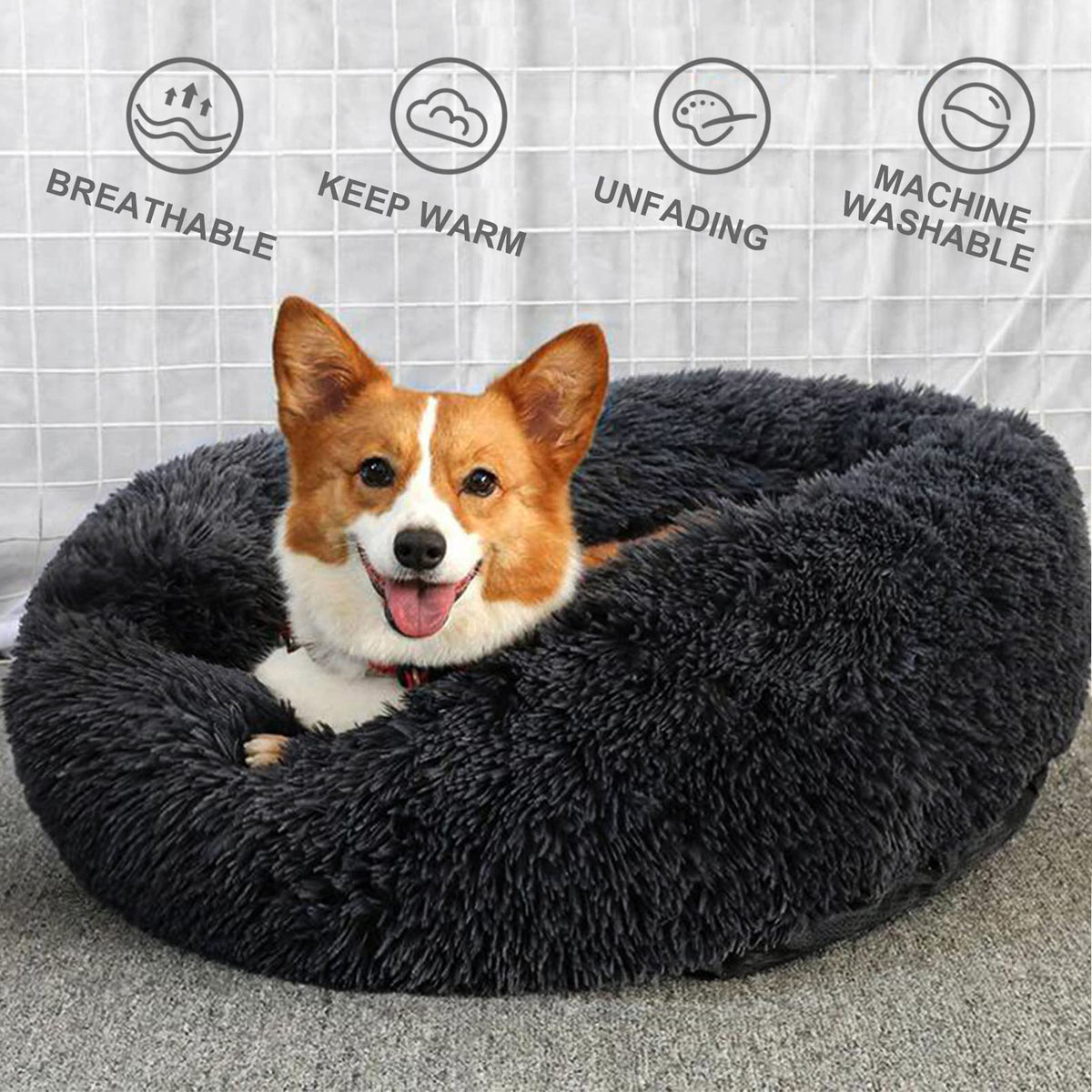 Patas Lague Pet Bed Mat in M:24x24INCH, Black