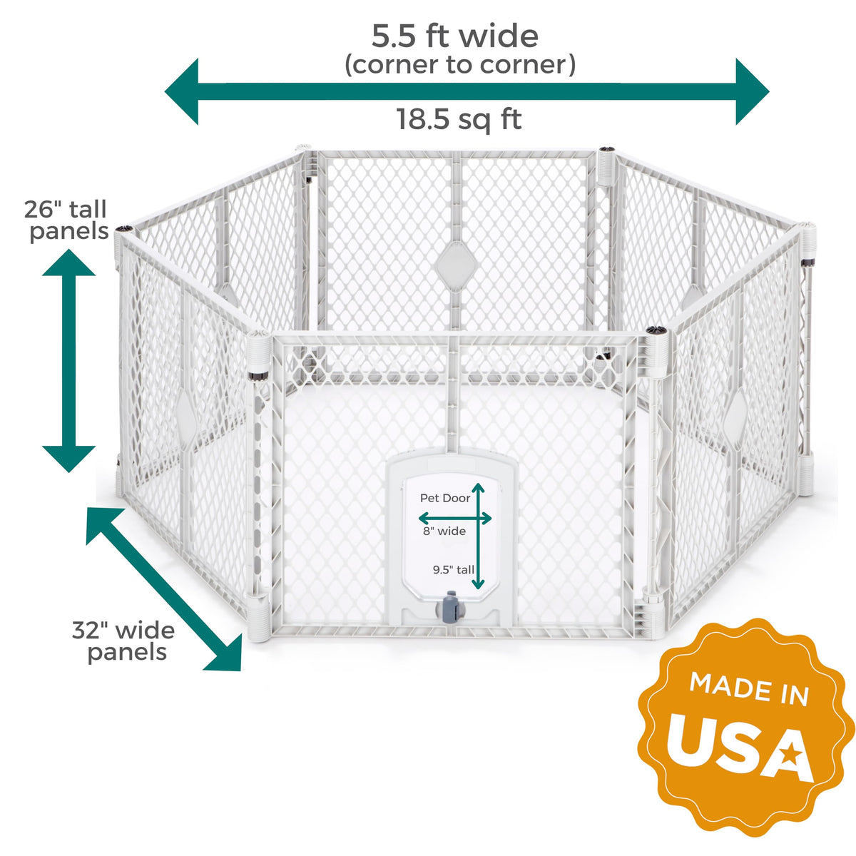 MYPET Pet Playpen in 6-Panel, Light Gray