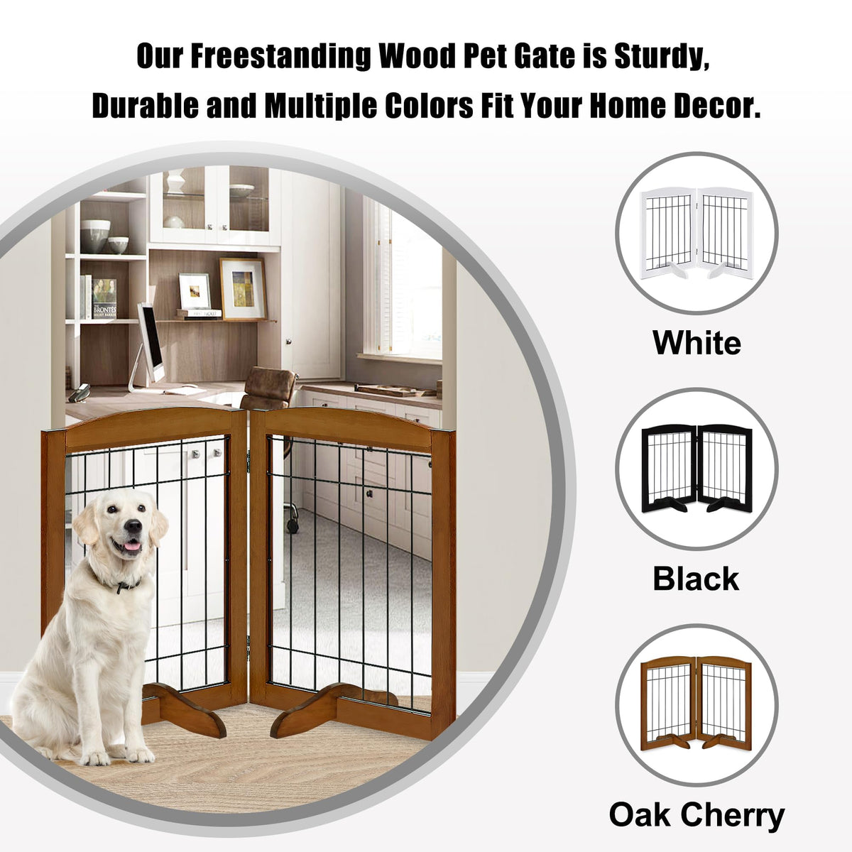 LZRS Temporary Gate in 30"Height-2 Panel, Oak Cherry