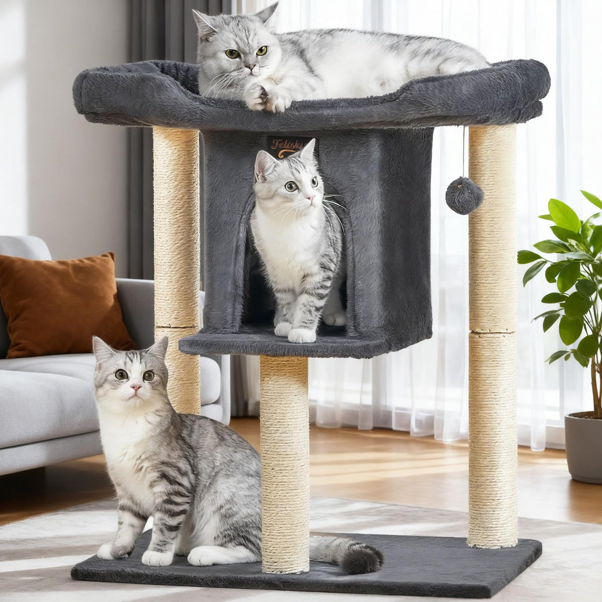 Feliskyn Pet Activity Structure in 28 Inches, Dark Grey