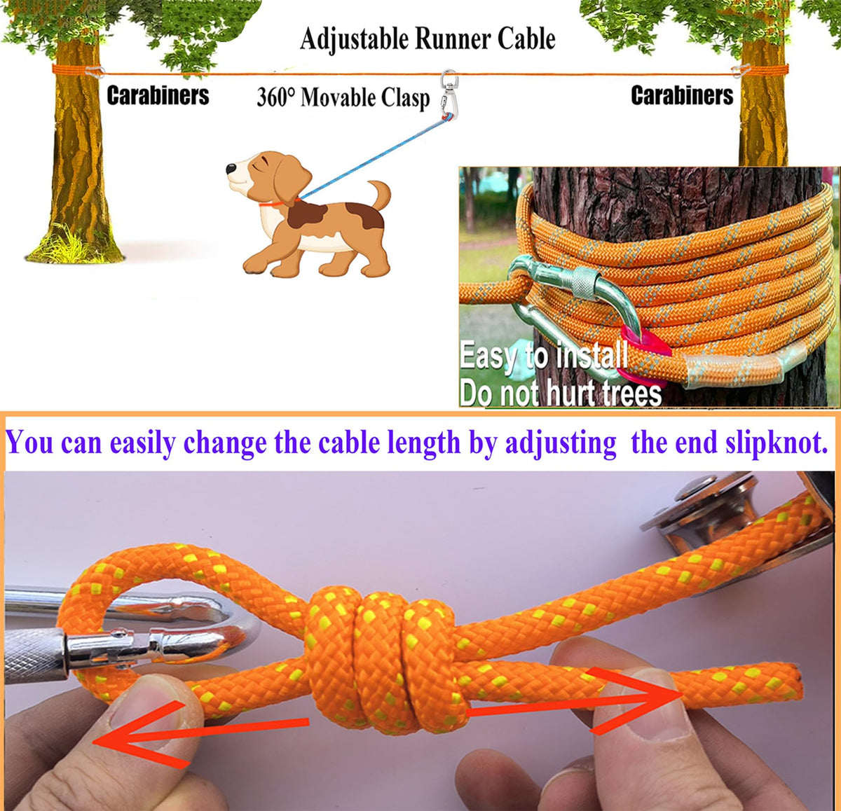 SIAELT Leash in 50Ft, Orange