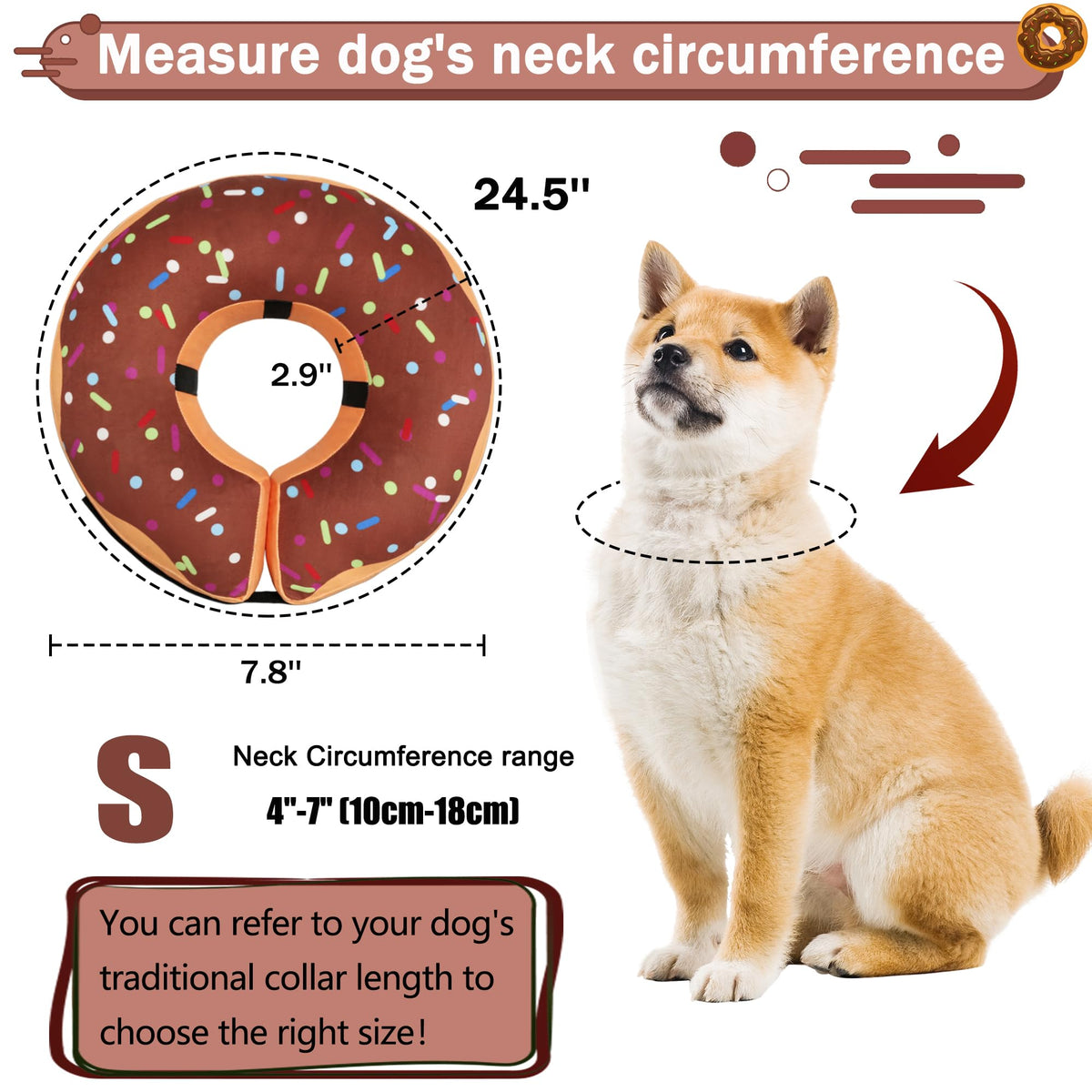 Cneo Animal Recovery Collar Cone in S（neck 4"-7"）, Brown