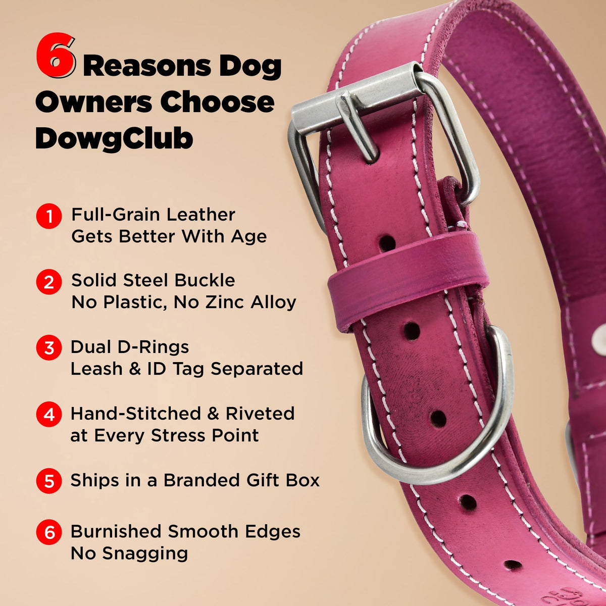 DowgClub Animal Collar in S (11"-14"), Pink