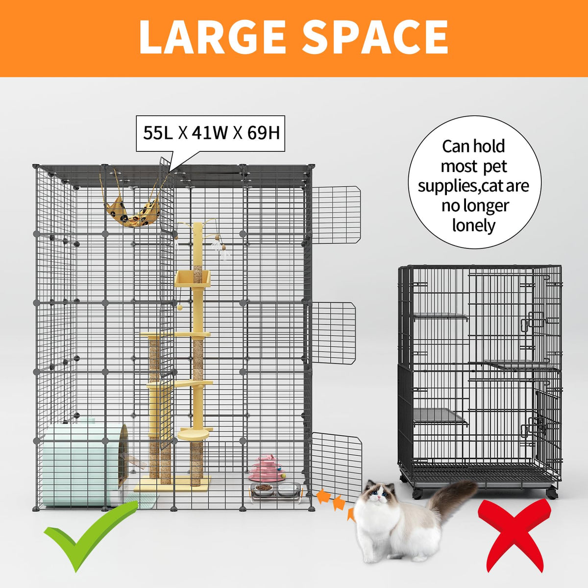 Oneluck Animal Cage in 54.0"L x 41.0"W x 68.0"H
