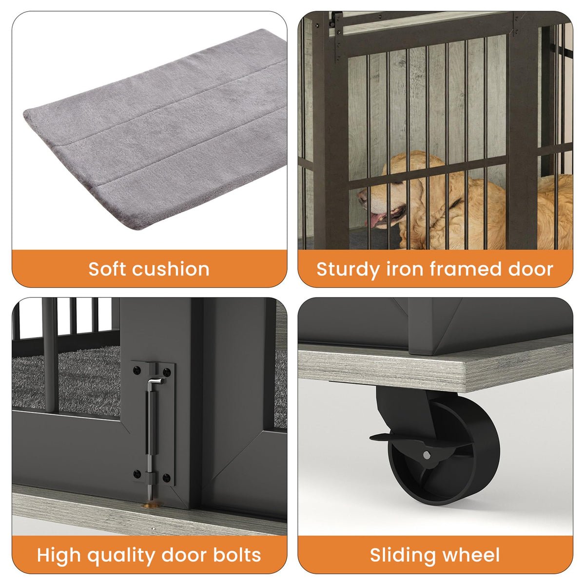 NicBex Animal Cage in 43.7"L x 30.0"W x 33.7"H, Grey