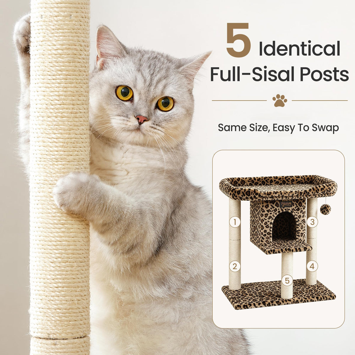 Feliskyn Pet Activity Structure in 28 Inches, Leopard Print