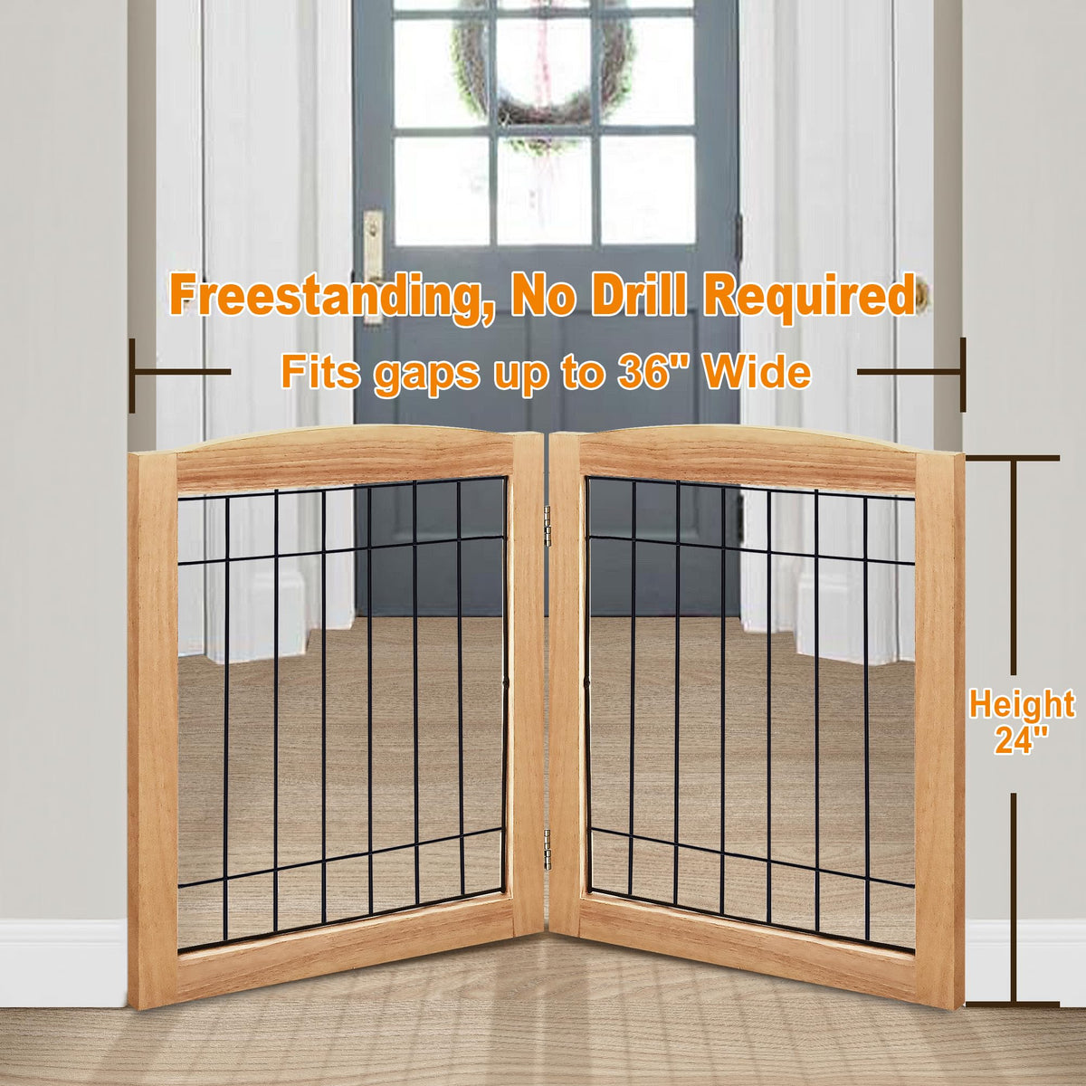 LZRS Temporary Gate in 24"Height-2 Panel, Natural