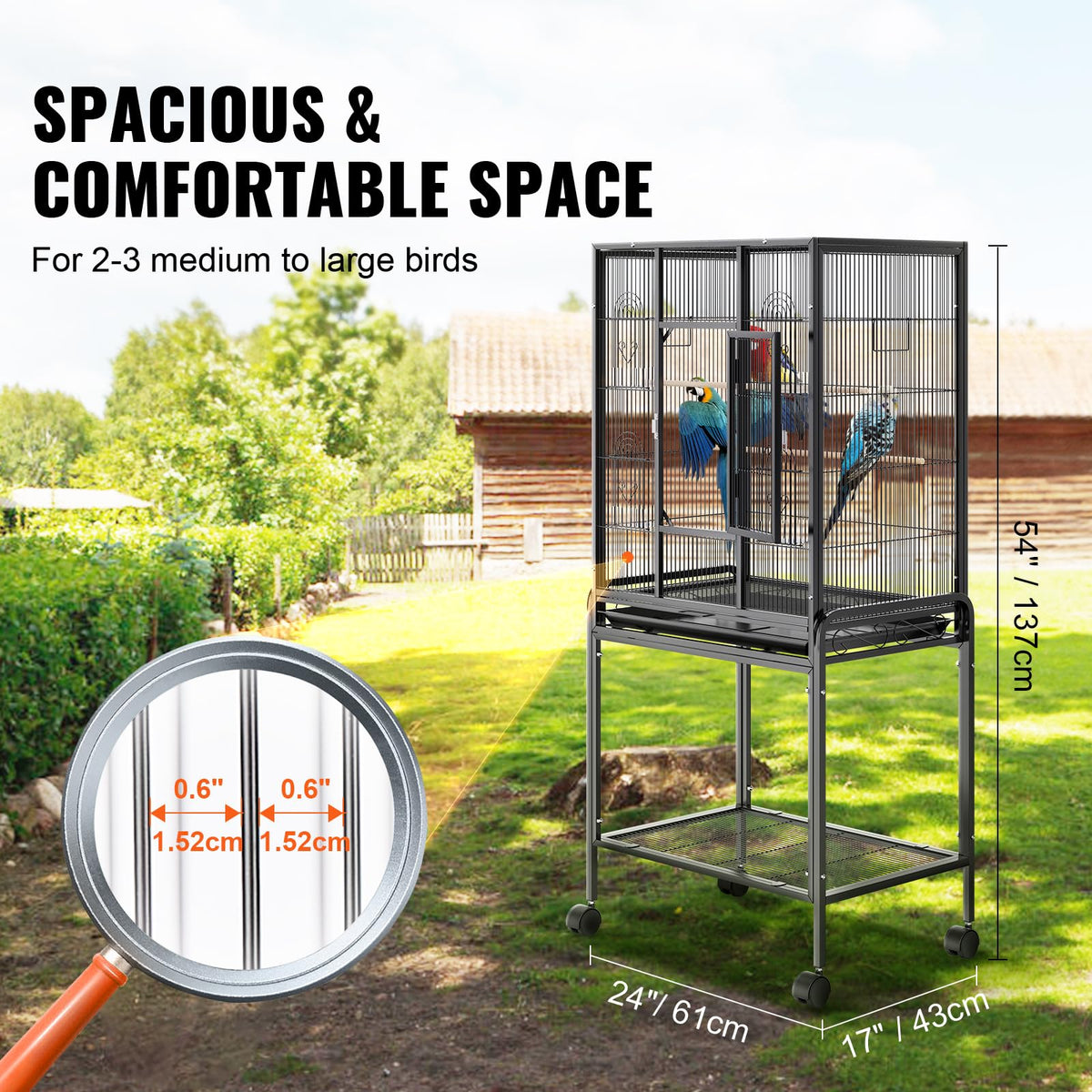 VEVOR Animal Cage in 24.0"L x 16.9"W x 54.0"H, Black