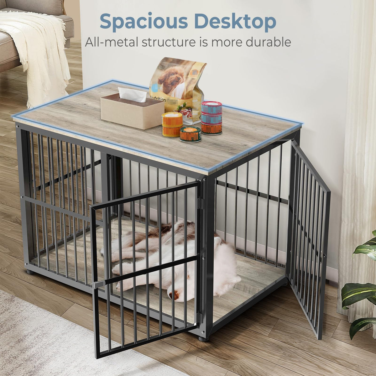Lyromix Animal Cage in 43.3"L x 29.9"W x 33.1"H, Ancient gray