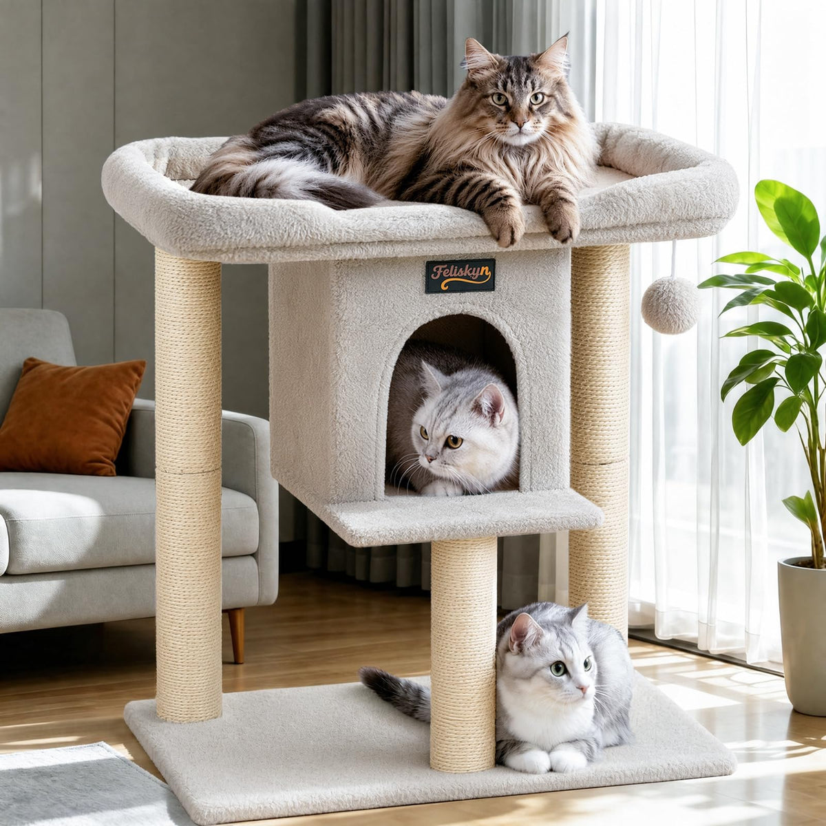 Feliskyn Pet Activity Structure in 28 Inches, Light Grey