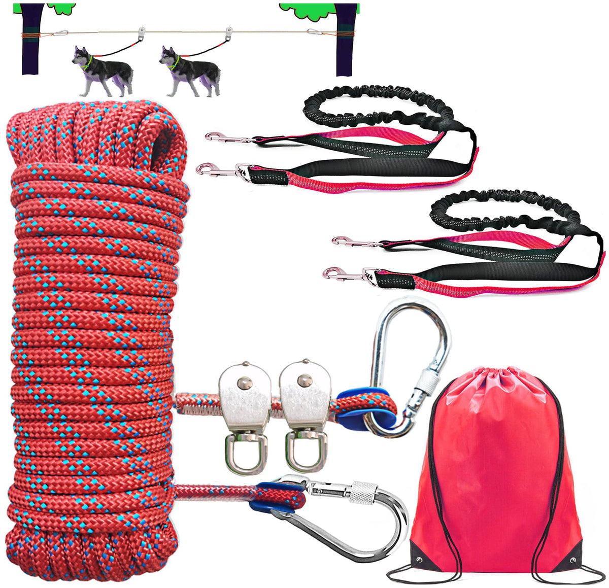 SIAELT Leash in 50Ft, Red for2