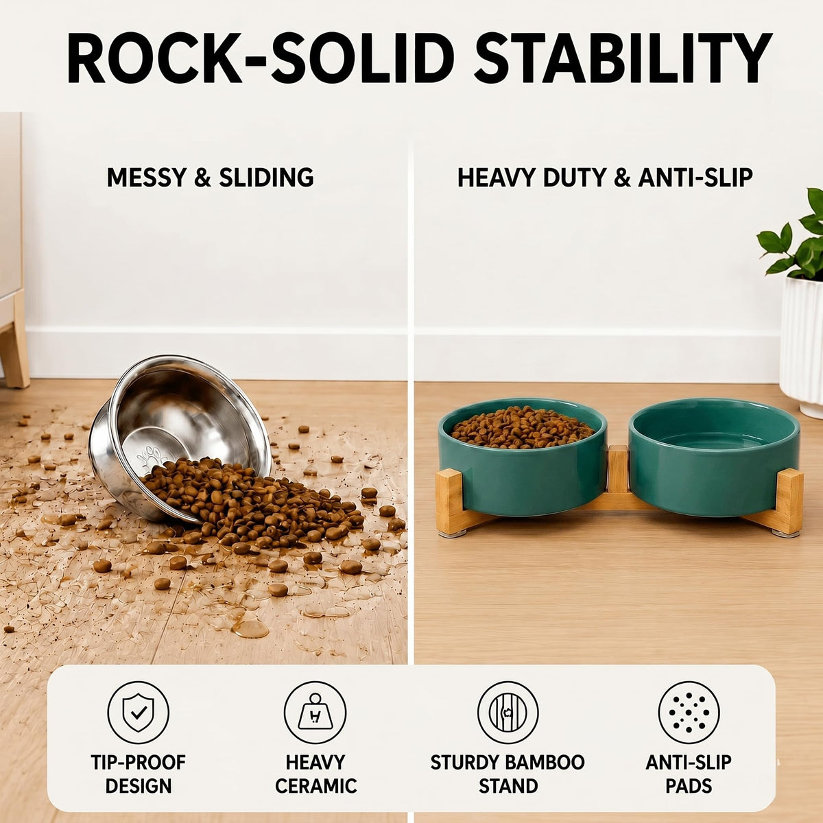 SPUNKYJUNKY Pet Feeder in 1.7 cups, Light Green × 2