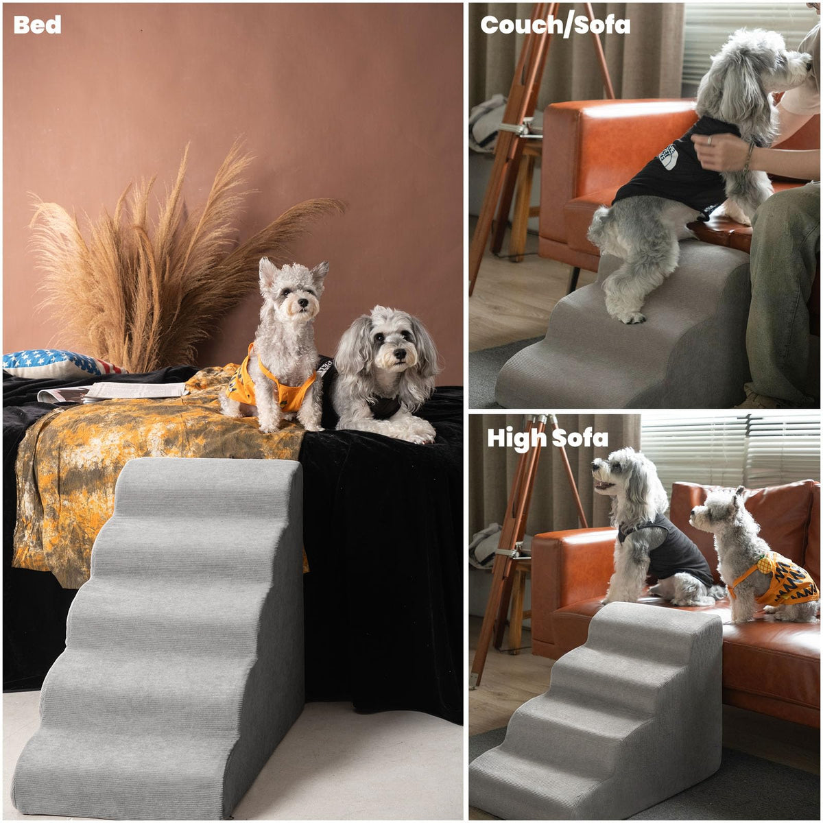 MEWANG Animal Stair in 3 steps: 17.95''L×14.96''W×13.70''H, Round Corner