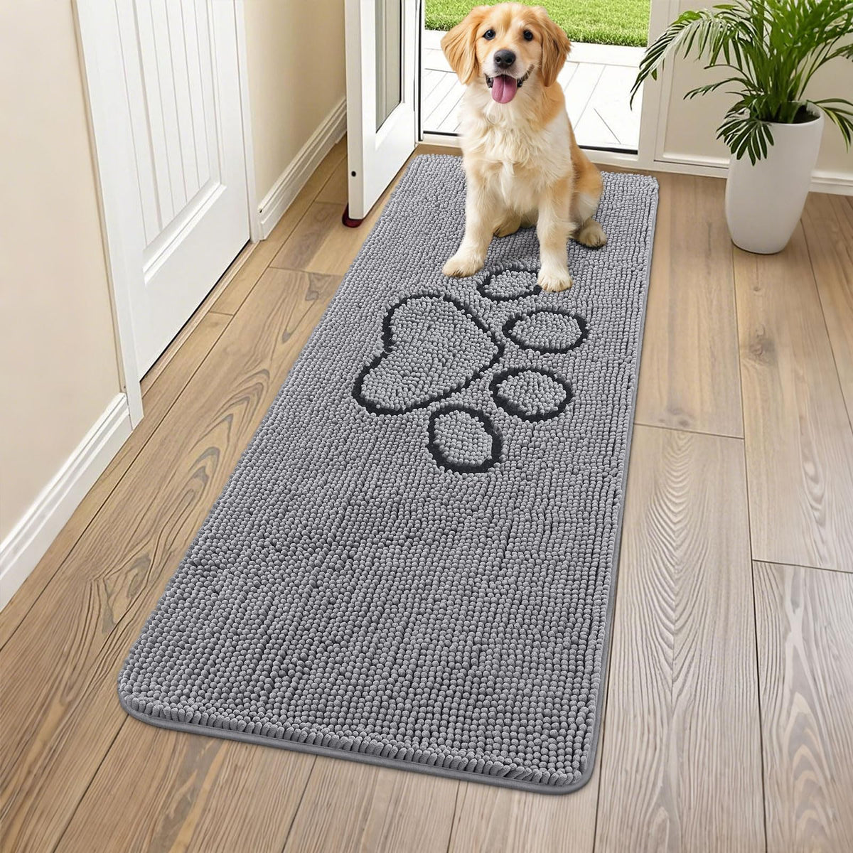 Smiry Rug in 54"X24", Grey and Black