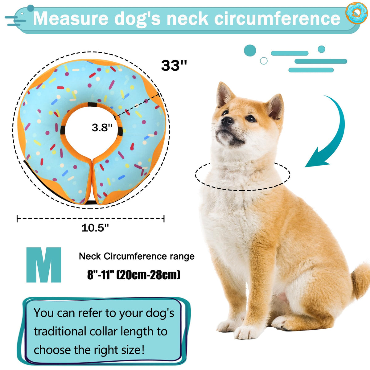 Cneo Animal Recovery Collar Cone in M（neck 8"-11"）, Blue