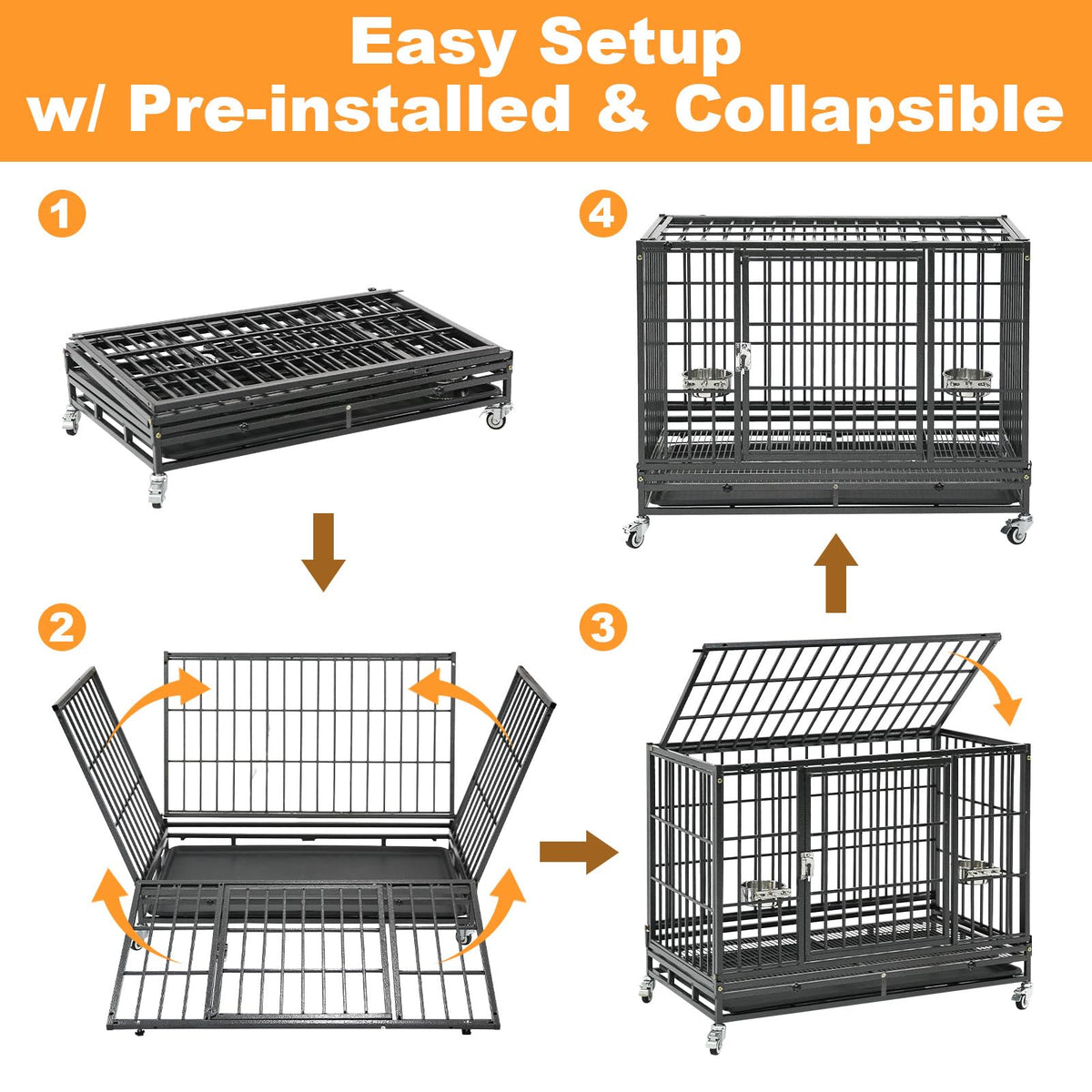 Homey Pet Animal Cage in 37.0"L - 2 Tiers - 1P, Black