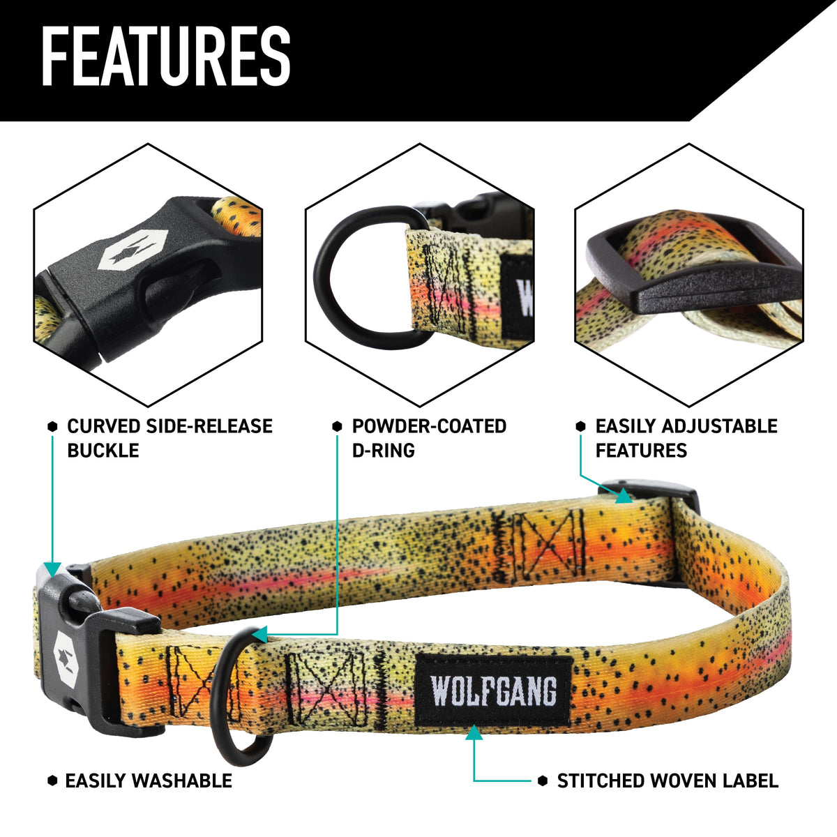 Wolfgang Man & Beast Animal Collar in Small (5/8 Inch x 8-12 Inch), CutBow Print