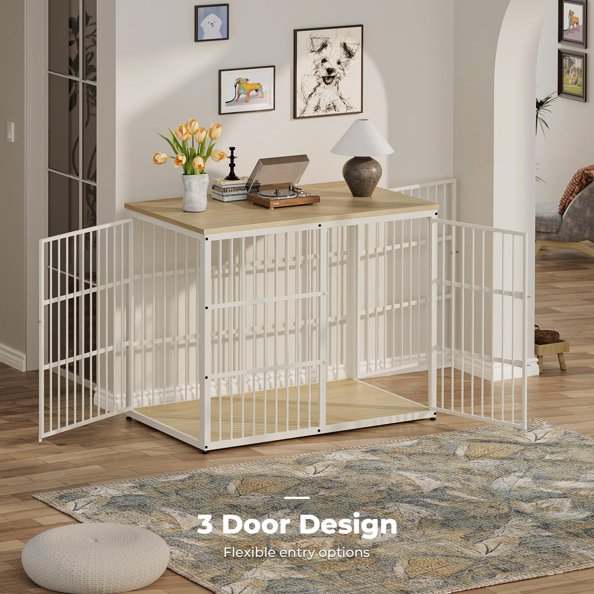 Lyromix Animal Cage in 47.2"L x 29.1"W x 37.6"H, Natural Beech