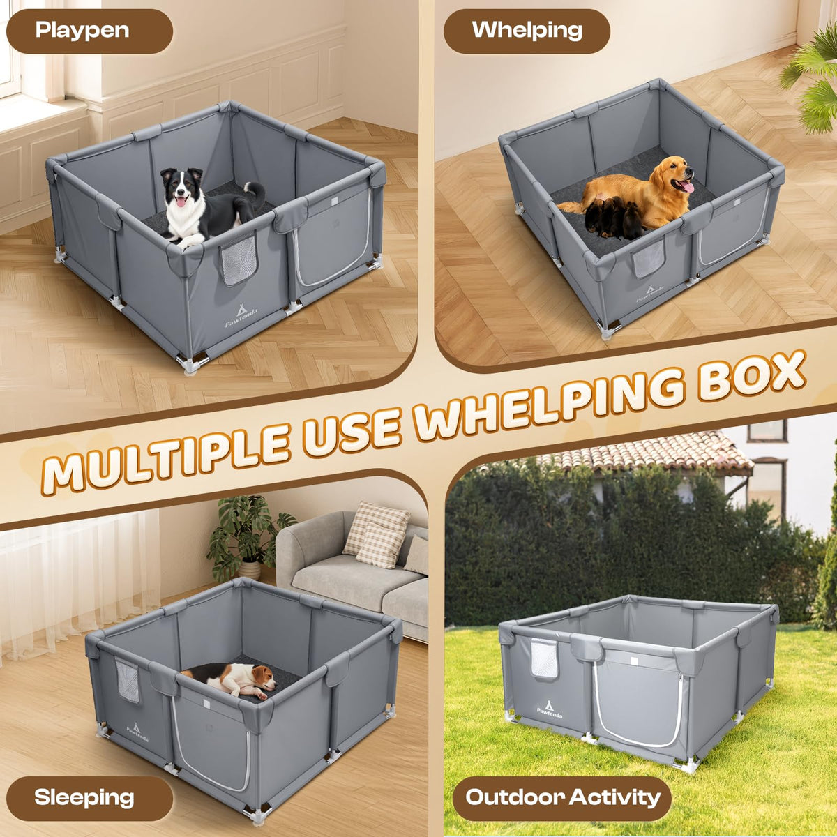 Pawtenda Pet Playpen in gray