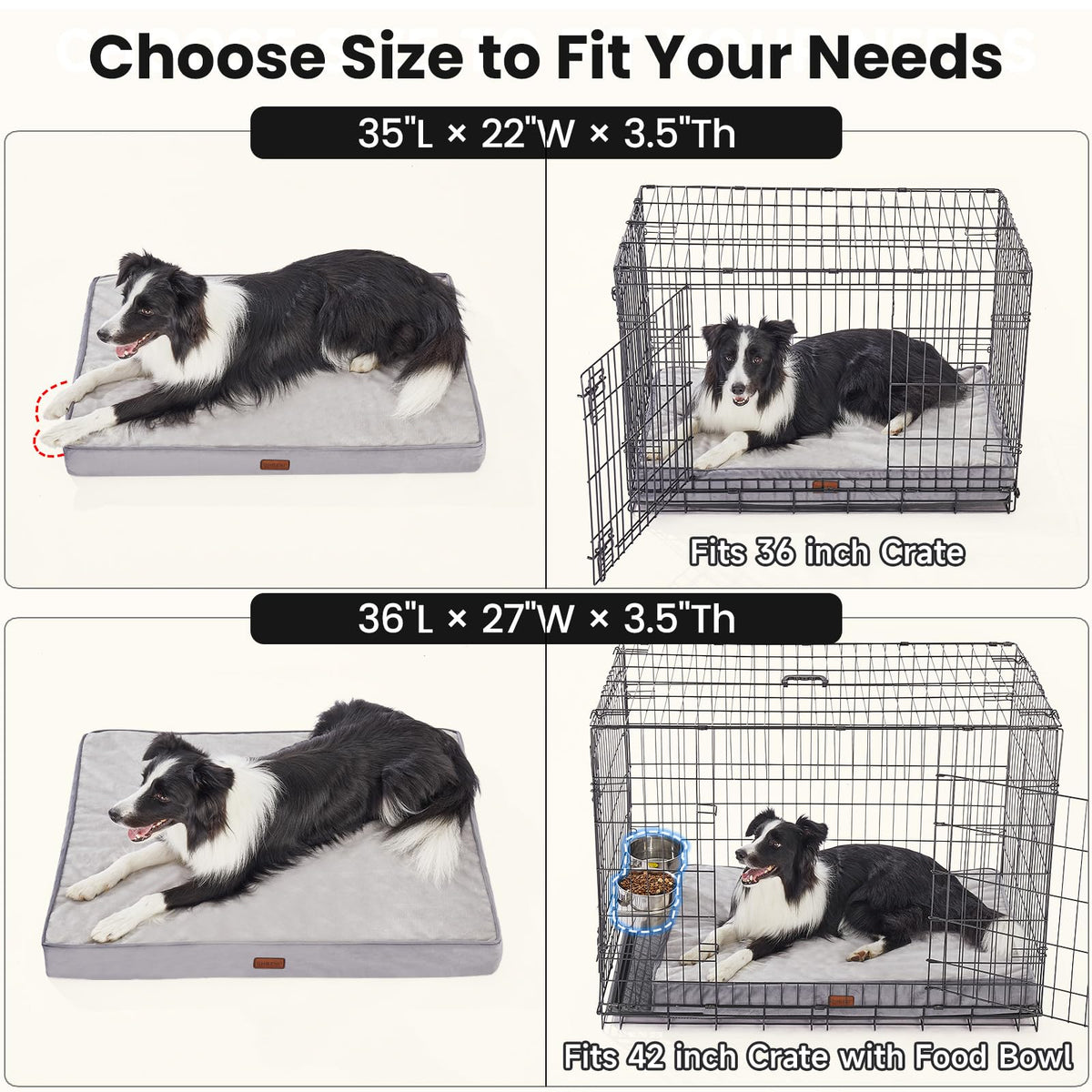 OhGeni Pet Bed Mat in 35" x 22" x 3.5" (For Crate), 01-Gray