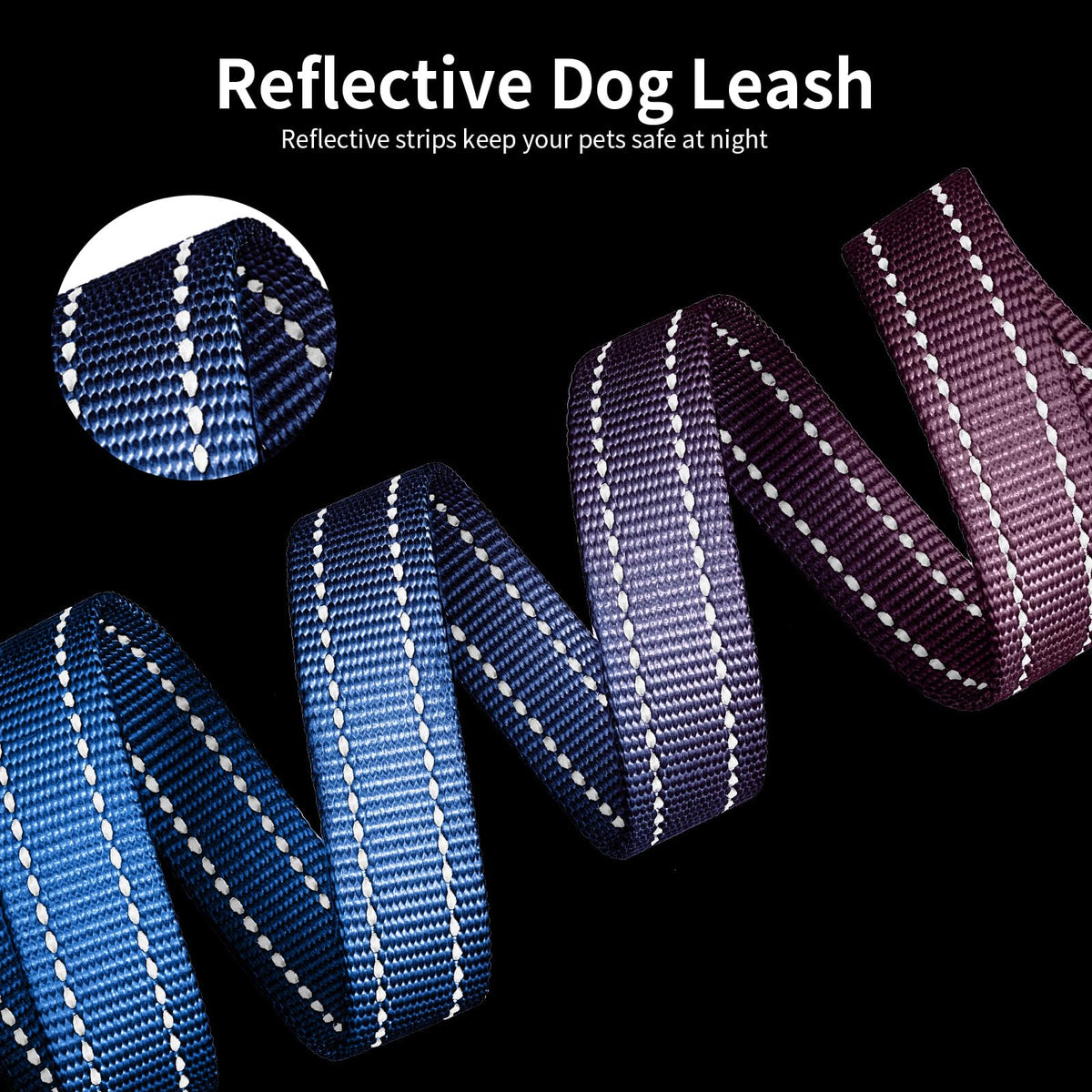 kazazoo Leash in Adjustable (5.5ft to 8.5ft), Gradient Purple