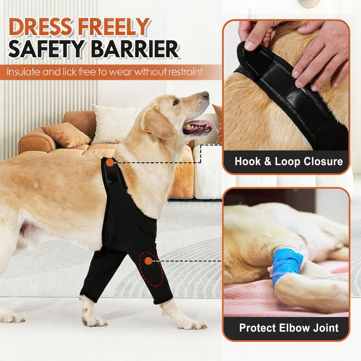 Harikaji Pet Supplies in L-Length 9'' Girth<8.2'', Black Waterproof (Pad Upgrade)