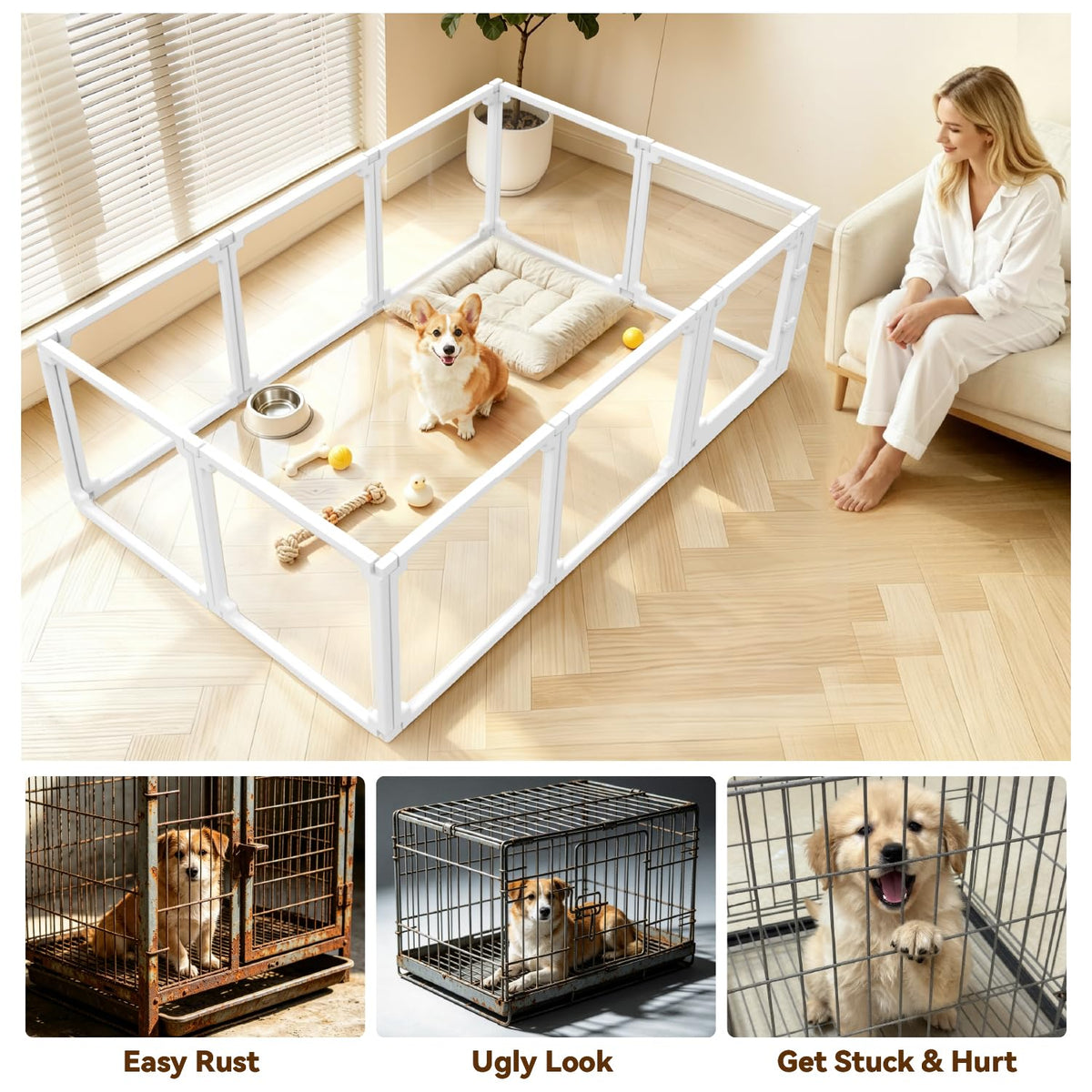 EVOTAILS Pet Playpen in 10", White