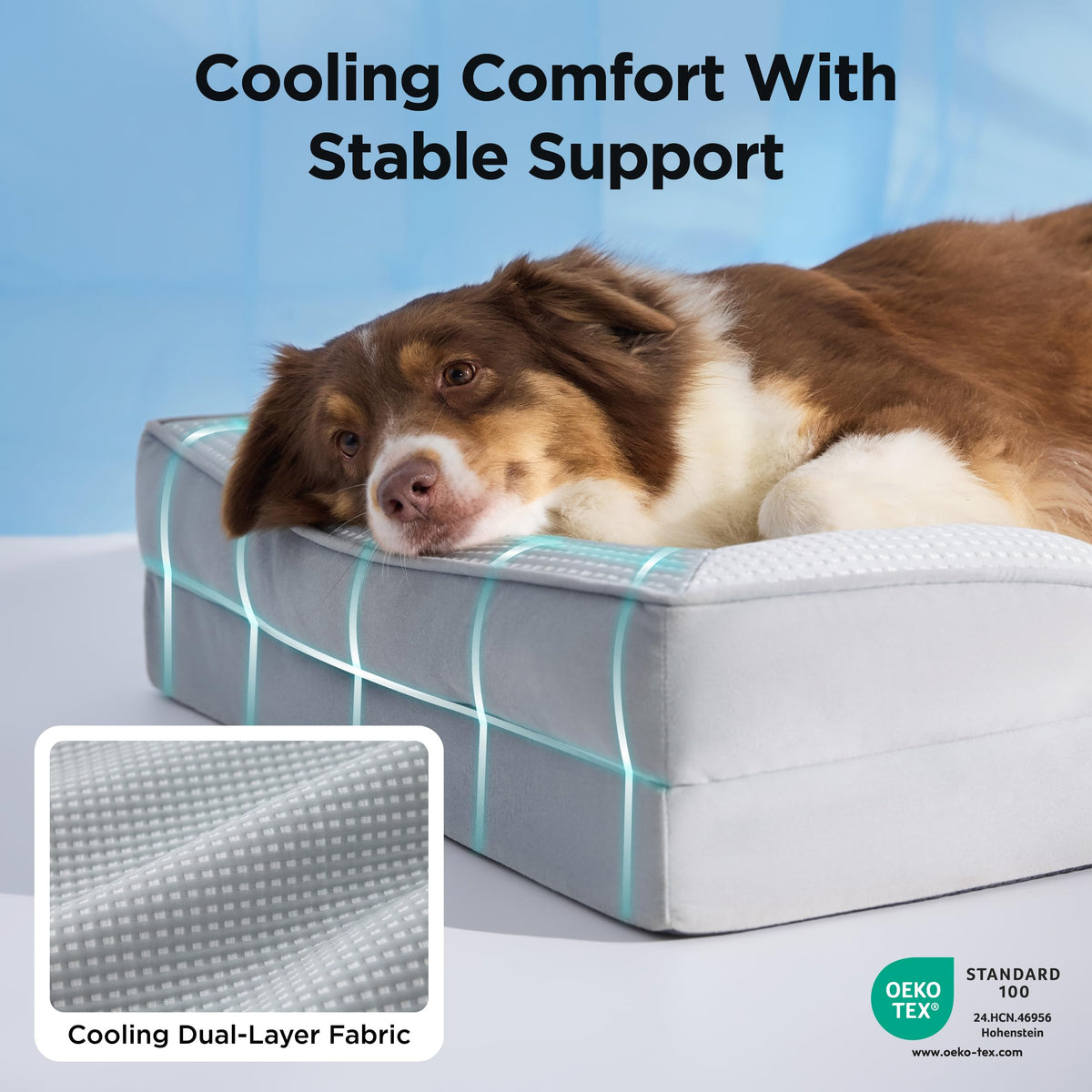 Bedsure Pet Bed Mat in 35"l X 25"w X 6.5"th, Cooling Grey