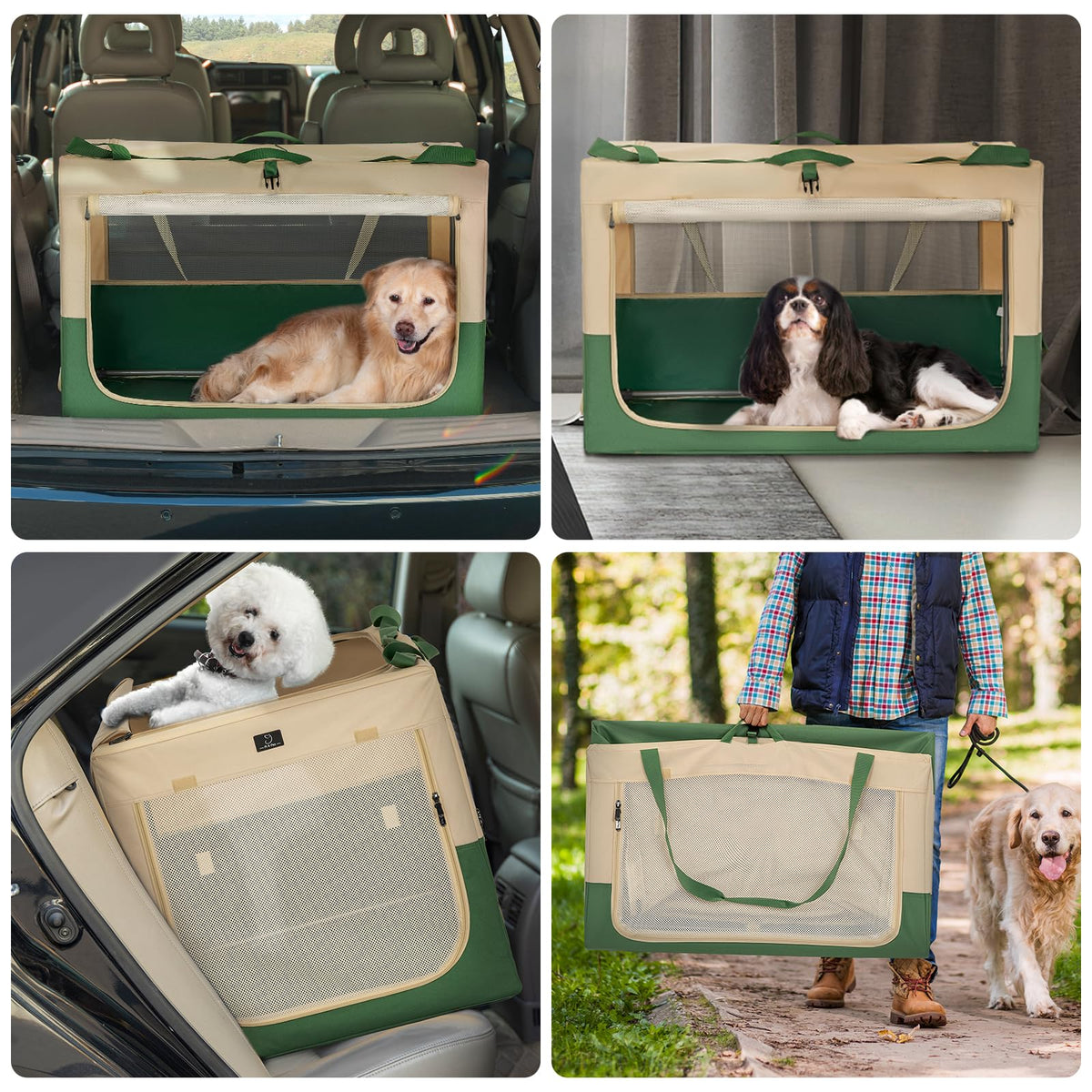 A 4 Pet Animal Cage in 36.0"L x 24.0"W x 23.0"H, Green+Beige