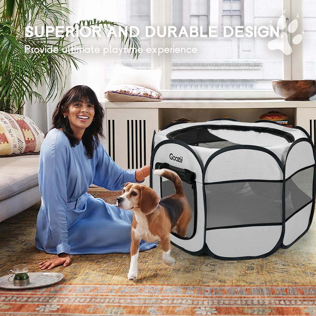 Goozii Pet Playpen in Light Grey